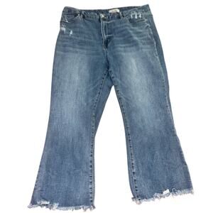 Arula Plus Size 18 Flare Jeans – Distressed, Raw Hem stretchy flattering